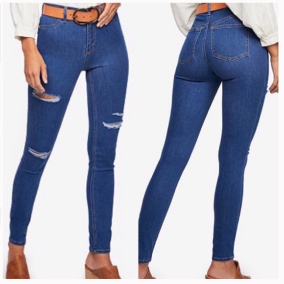 Free People Denim - Free People Vintage Denim Destroyed Skinny Jeans